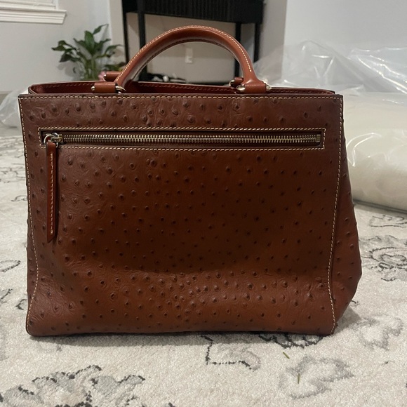 Dooney & Bourke Ostrich Zip Satchel - Picture 2 of 4